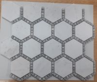 Hexagon Deco Milky White Honed 10.75 x 12.5